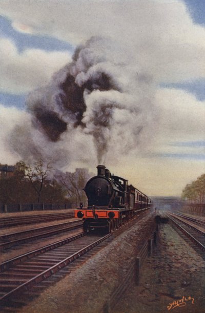 El Expreso Irlandés ascendiendo la cuesta entre Euston y Chalk Farm, Ferrocarril de Londres y del Noroeste de English School